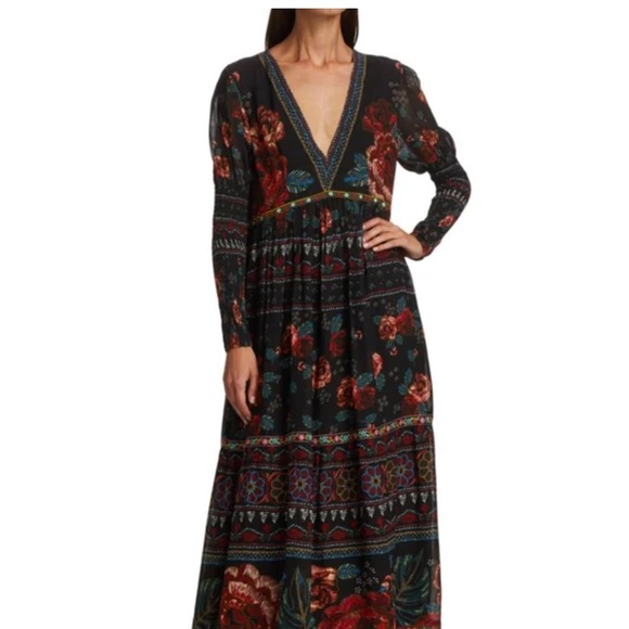 floral dress, sleeves that are made of a stretchy fabric. Tags off,  never worn - Picture 2 of 6